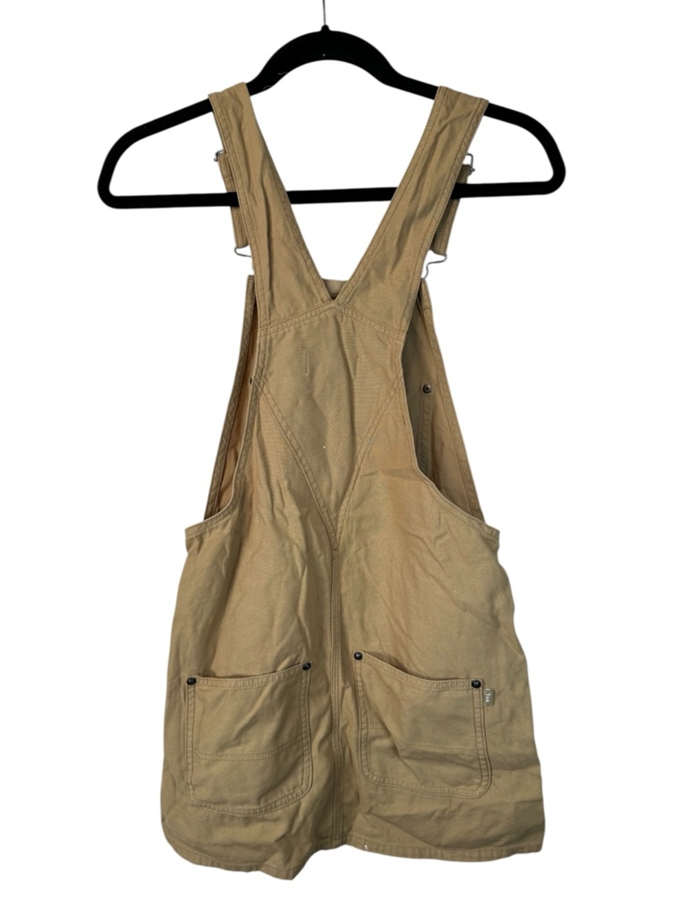 TNA Aritzia Khaki Canvas Overall Skirt XXS Utility Pinafore Mini Adjustable Stra - Picture 9 of 16